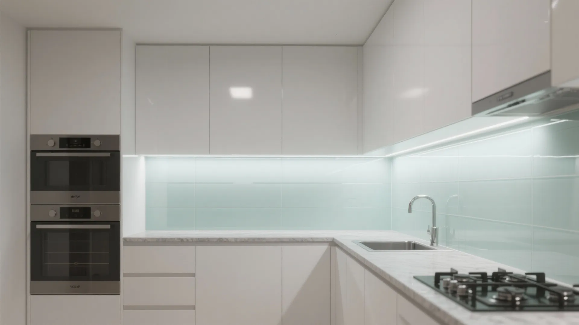 Glass Backsplash for Airy Reflections